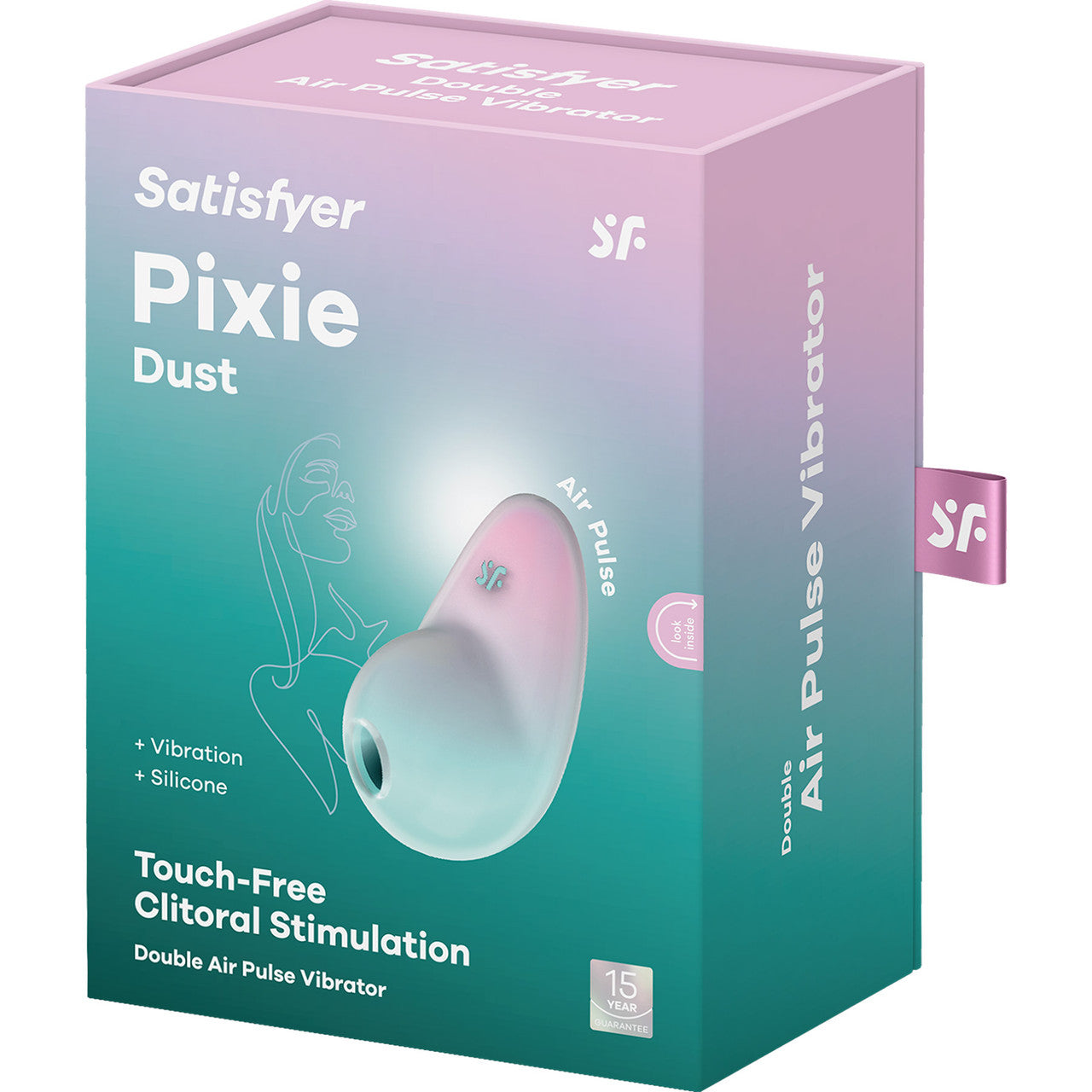 Satisfyer Pixie Dust Rechargeable Waterproof Silicone Air Pulse Clitoral Stimulator - Mint & Pink