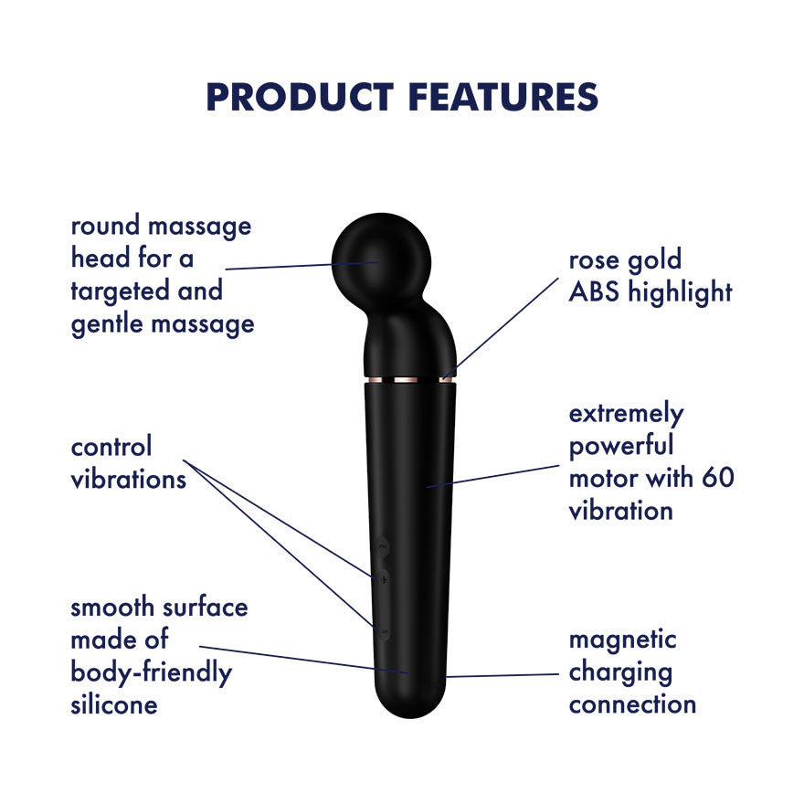 Satisfyer Planet Wand-er Silicone Rechargeable Waterproof Wand Style Vibrator - Black