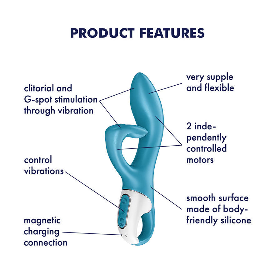 Satisfyer Embrace Me Silicone Rechargeable Waterproof Dual Stimulation Vibrator - Turquoise