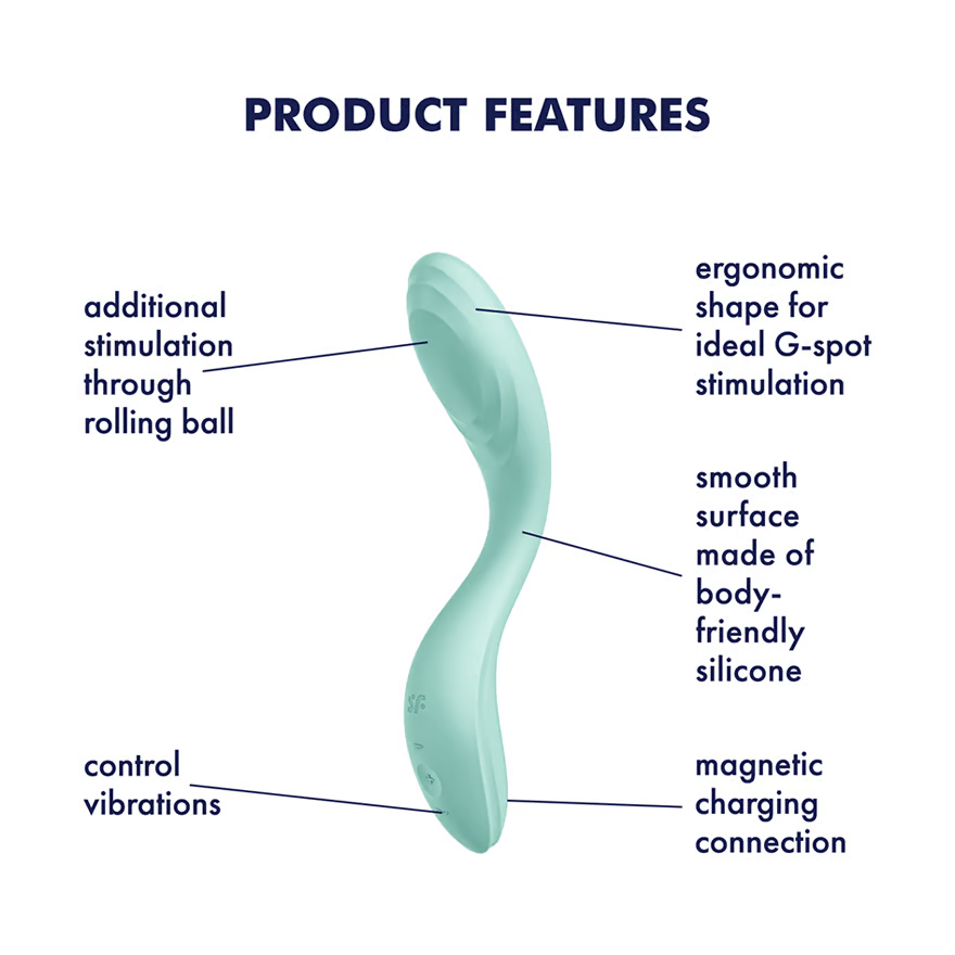 Satisfyer Rrrolling Pleasure Silicone Rechargeable Waterproof 12-Function G-Spot Vibrator - Mint