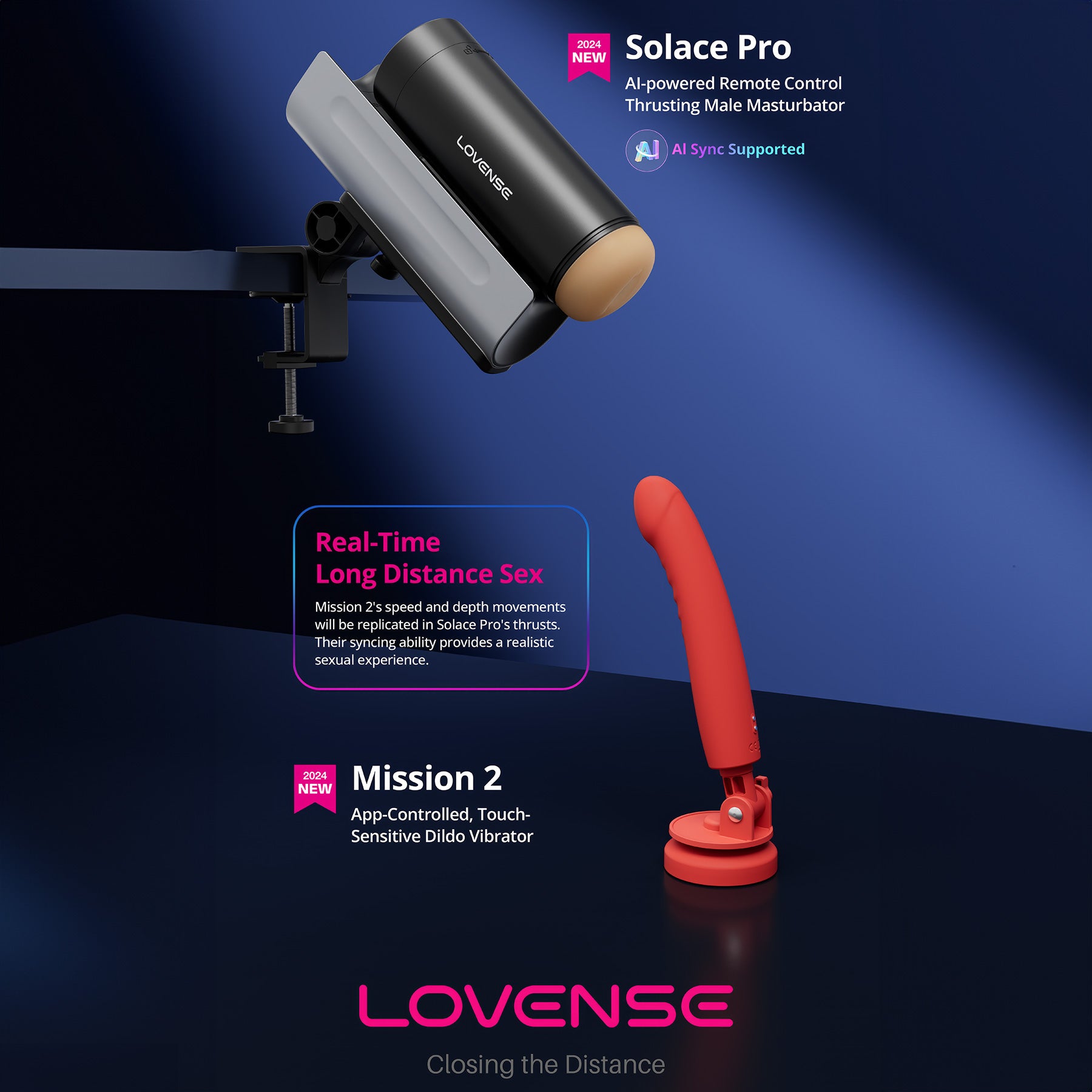 Compatible with the Lovense Solace Pro AI Powered Remote Control Thrusting Penis Masturbator