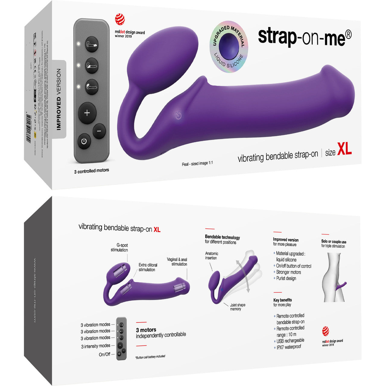 Strap-on-Me Silicone Vibrating Remote Control Strapless Strap-On - Extra Large Purple