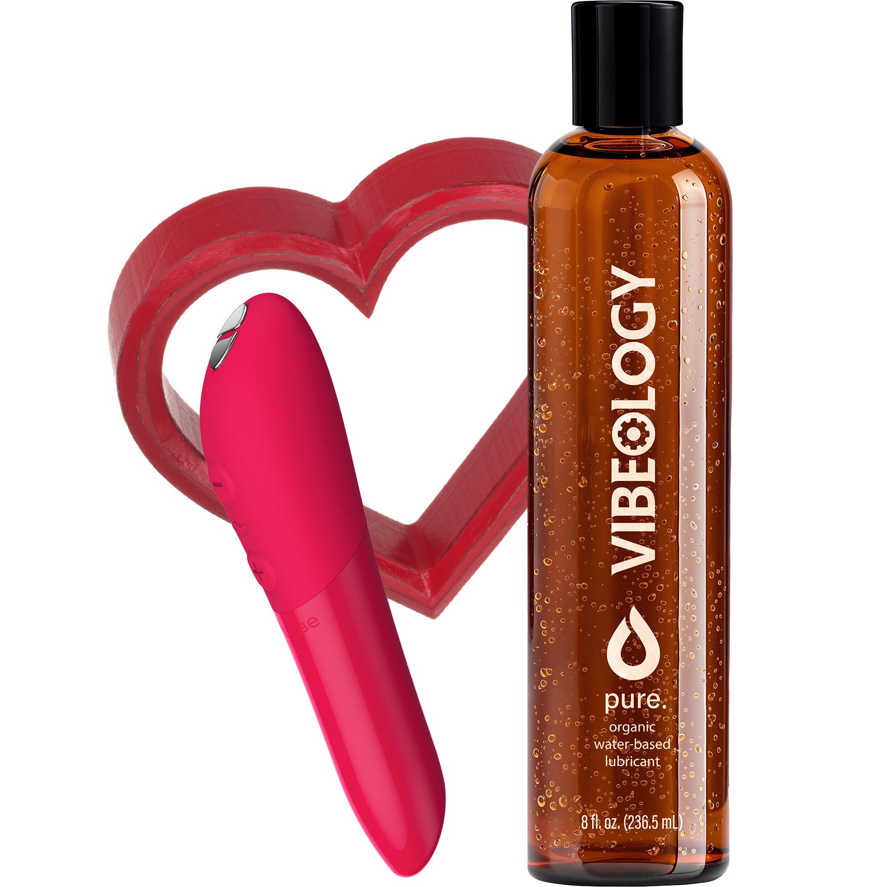 Tango X Vibrator By We-Vibe & Vibeology Pure Organic 8 oz Personal Lubricant - Red