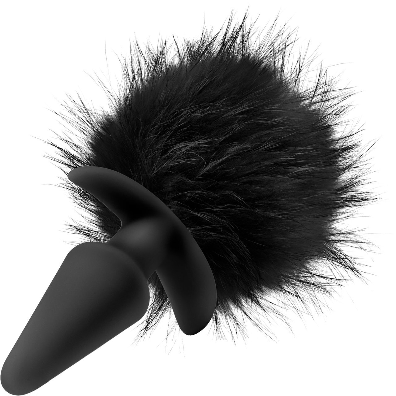 Pom Plugs Silicone Butt Plug With Fur Pom-Pom By Blush Novelties - Black